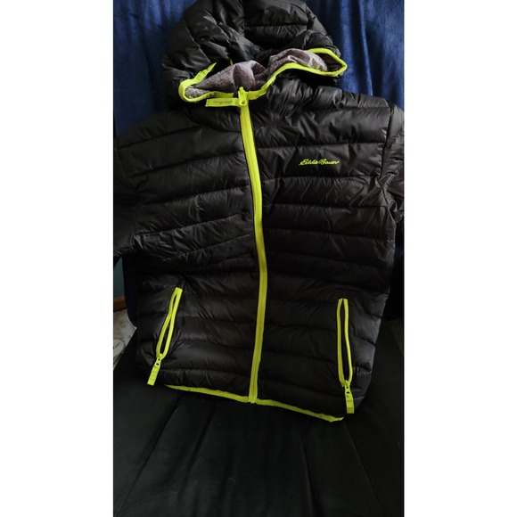 Eddie Bauer Youth LIKE NEW Large Reversible Down Jacket & Waterproof Raincoat - Picture 1 of 7
